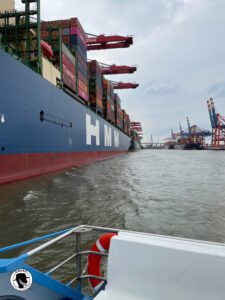 Hamburg -Image of a freighter docked along the Elbe