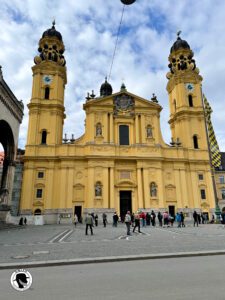 The yellow rococo facade of St. Kajetan