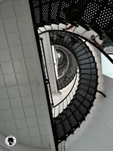 image looking up the circular stairwell of the St Augustine lighthouse