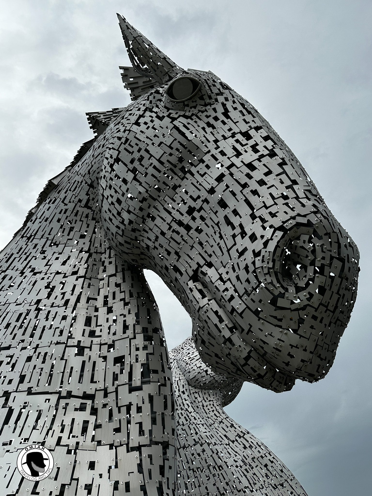Stainless steel sculpture of horse heads called the Kelpies