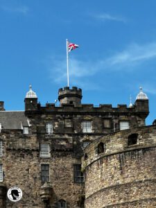 UK Flag flying atop the castle.