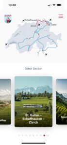 Image of a page on the Grant train Tour of Switzerland App