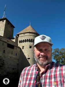 The Old Man in a Hat in front of the Chateau de Chillon