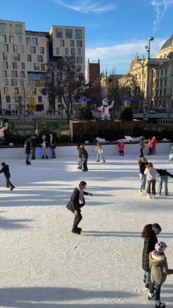Munich Christmas market - ice skating rink on the Kalsplatz